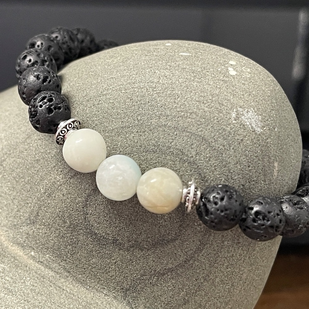 Amazonite and lava stone bracelet